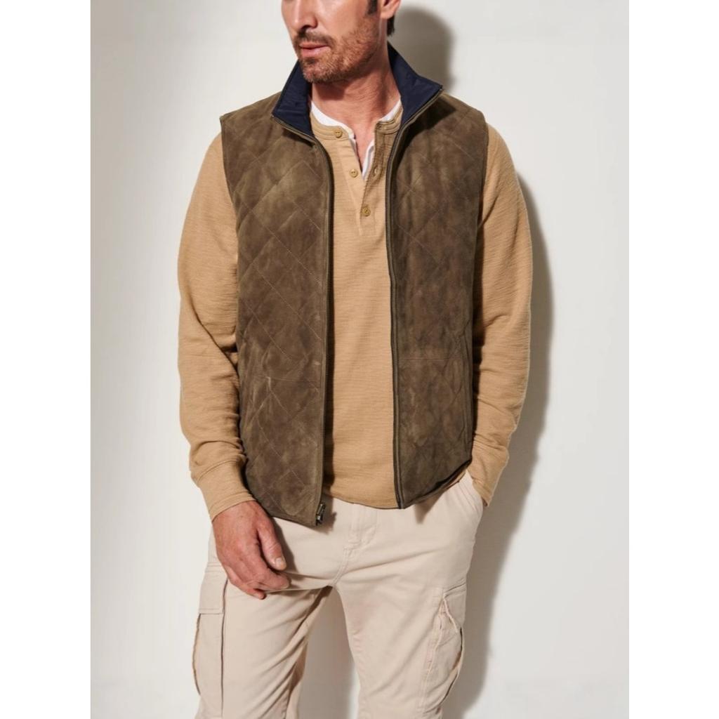 Men's Reversible Suede Leather Vest Jacket, Double Sided Waistcoat, Casual Outerwear For Autumn Winter, European American Style