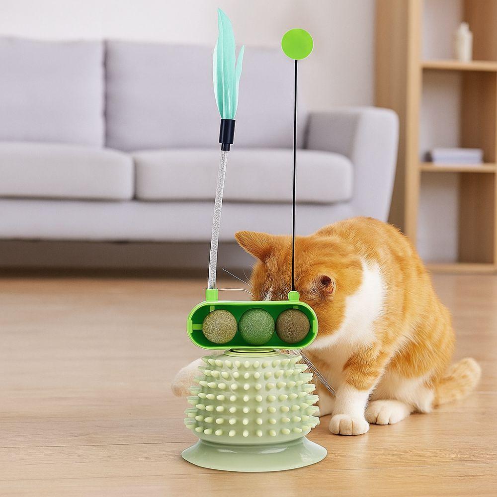 Wear Resistant Cat Spinning Wheel Toy Detachable Cat Anti Itch Toy Cat Teaser Stick  Training
