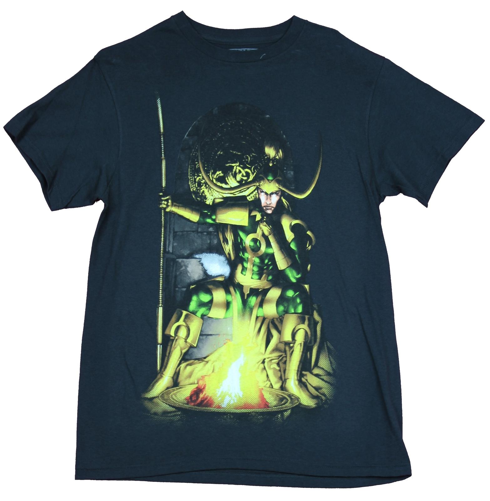 Thor Marvel Comics Adult New T-shirt Seated Loki At Fire Pic XXL