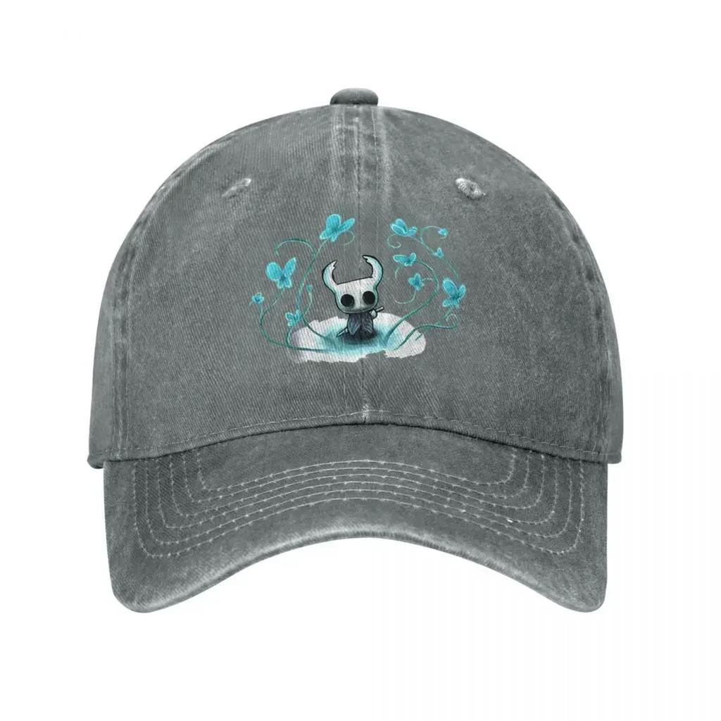 Vintage Hollow Knight Baseballkappe Unisex Stil Used-Look Baumwolle Snapback Hut Geisterspiel Outdoor Golf Verstellbare Passform Hüte Kappe