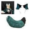 Wolf Ear Headband Tail Girls Cosplay Accessories Beast Ears Green Fursuit Masquerade Cosplay Party