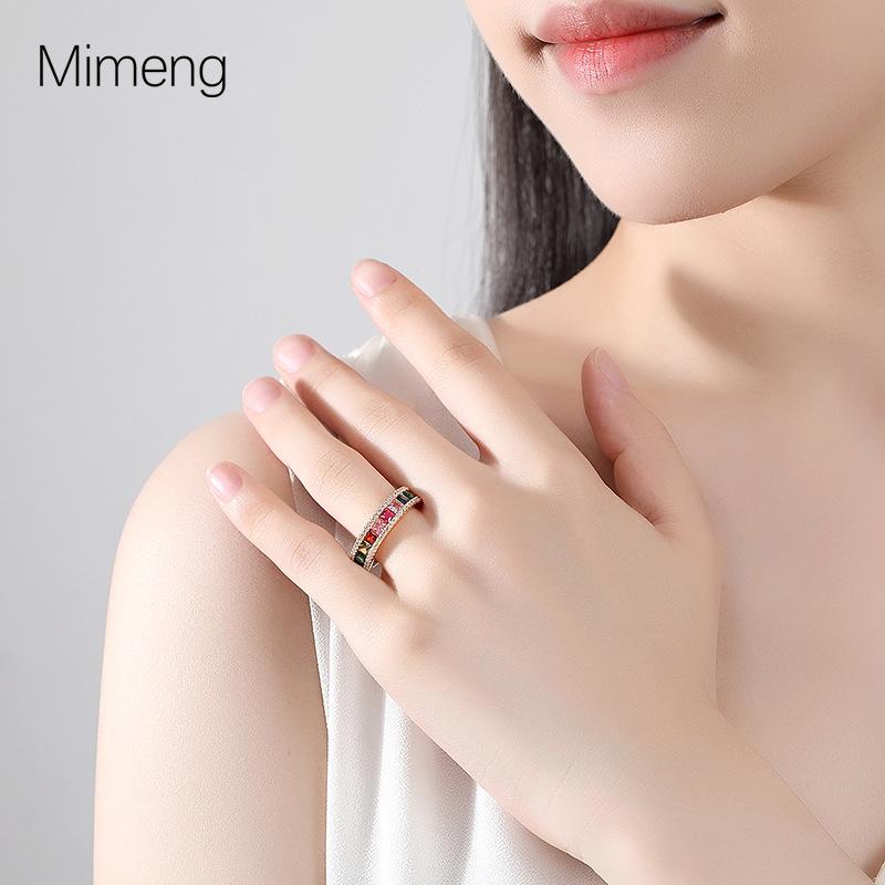 Women's Luxury Colorful Zircon Open Ring - High-End Fashion Design