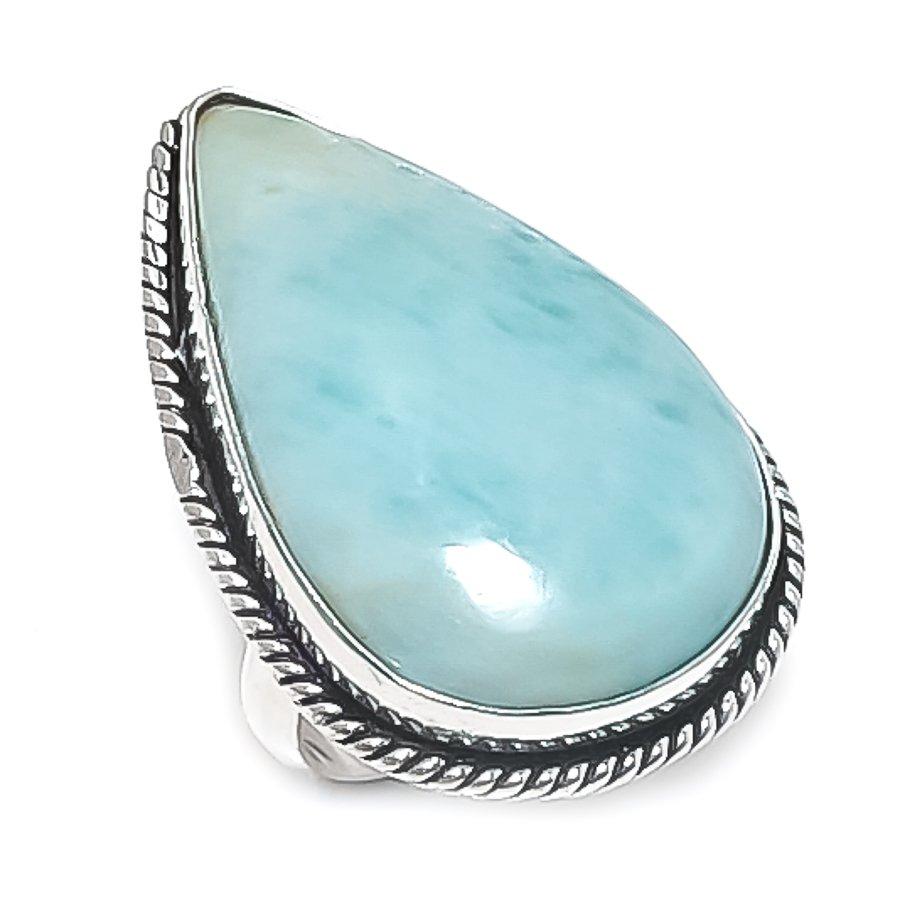 

Кольцо из серебра 925 пробы с драгоценным камнем амазонит, размер 8