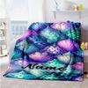 Mermaid Scales252 Personalized Name Blanket Gift Customizable Blanket Comfortable Throw For Seaside Sofa Couch Chair Four Seasons Multipurpose