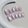 Internet celebrity pink purple cat eye aurora wearing nail removable manicure piece short ballet nail piece prefabricated nail code 30 pieces