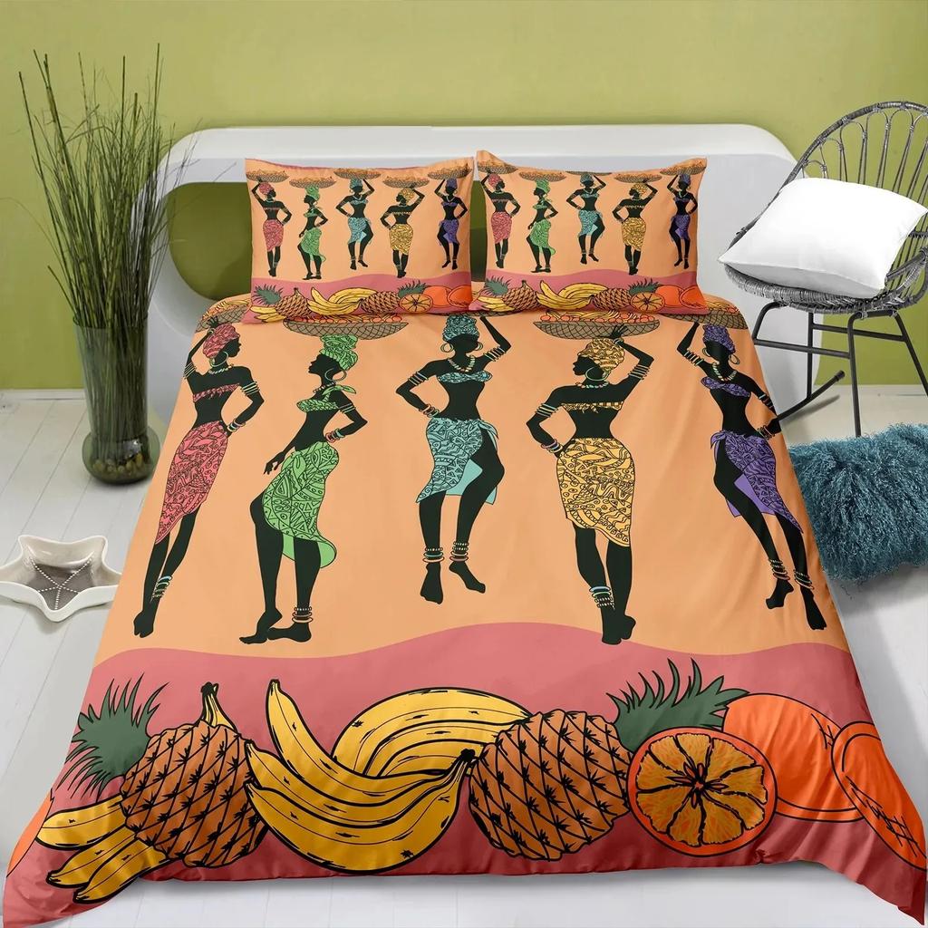 Bohemian Bedding Set for Girls Kids Adult African Black Girl Duvet Cover Set Ancient Ethnic BlanketComforter Cover&Pillowcases