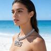2026 Hip Hop Rhinestone Pendant Necklace Sparkling Bling Number Necklace for Women Fashion Party Jewelry Gift Adjustable Chain New Year Celebration