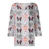 3/4 Ärmel Damen Tops Halloween Print Vintage Mode Lässig Locker Mit V-Ausschnitt Übergröße Shirts