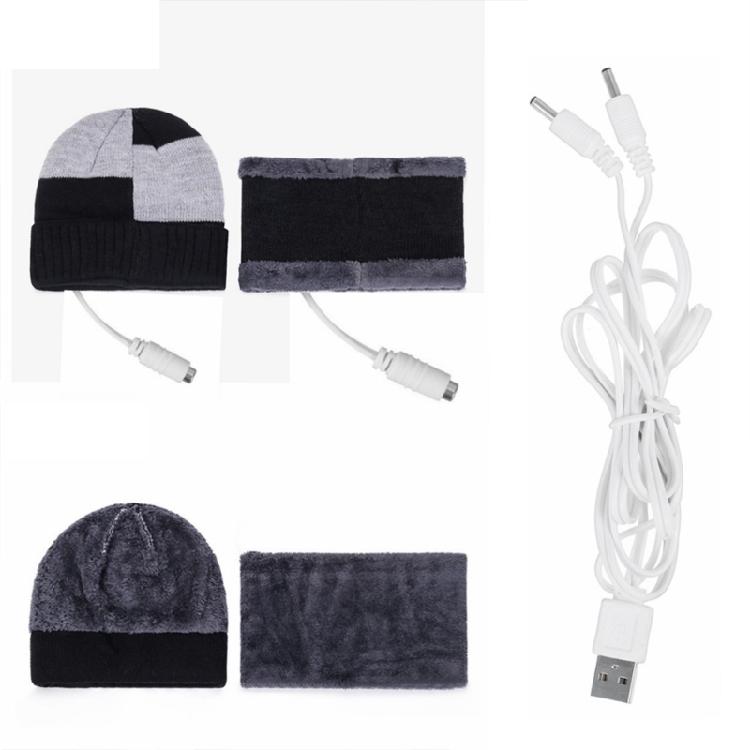 Winter Warm Beanies and Scarf Casual Hip Hop Hat Adult USB Heated Knitted Cap