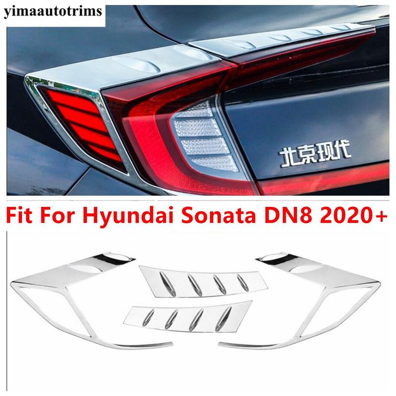 2PCS Car Rear Tail Light Lamp Eyelid Eyebrow Strip Cover Trim For Hyundai Sonata DN8  -  ABS Chrome Exterior Accessories