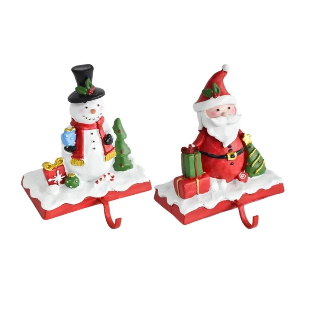 Resin Santa Claus Snowman Hook Non-skid Fireplace Mantel Stand Hanger  Party Favors