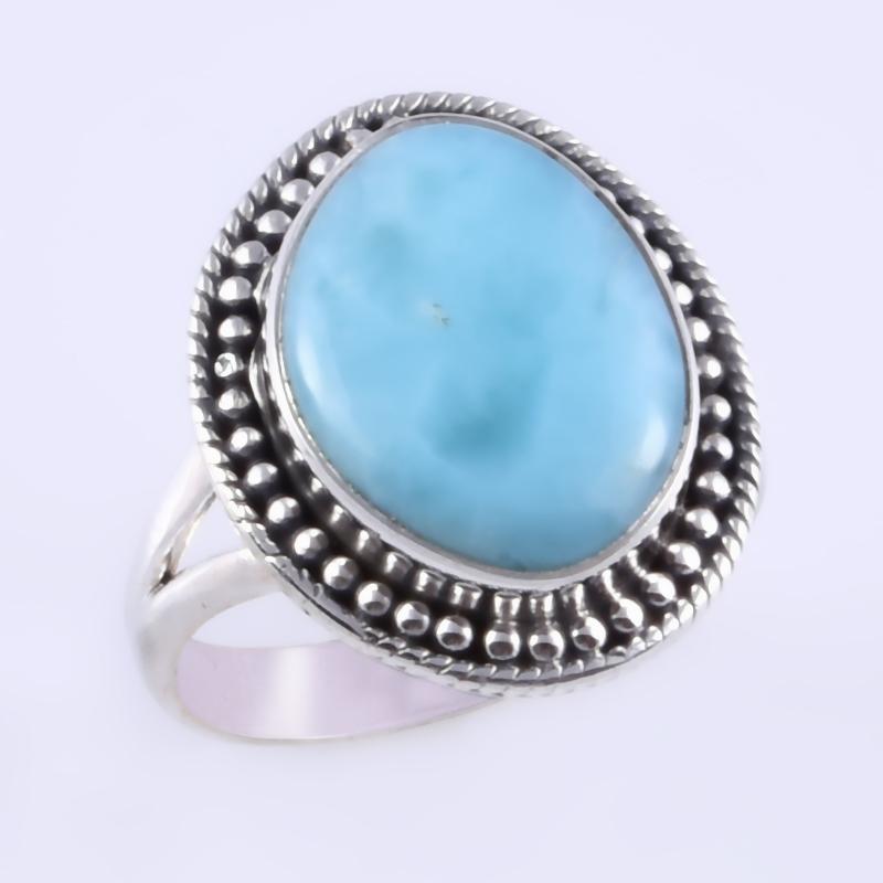 Natural Republic Larimar Gemstone Handmade 925 Sterling Silver Ring S.6" w1C59