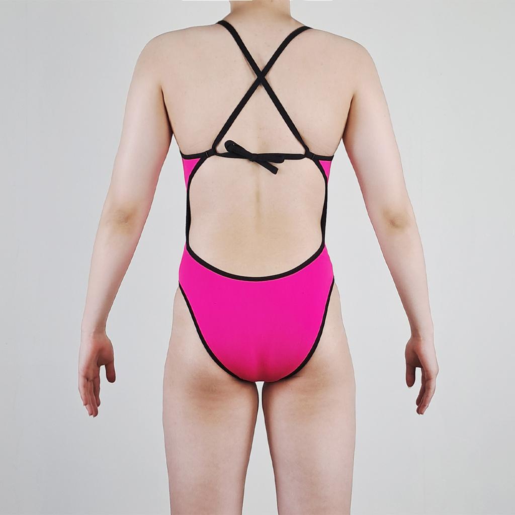 Solteu Black & Pink Women'S One-Piece Reversible Swimsuit