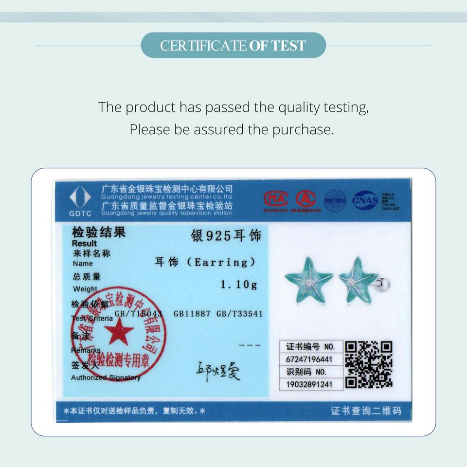 Turquoise Starfish Threaded Earring Summer Fresh S925 Sterling Silver Star Stud Earrings