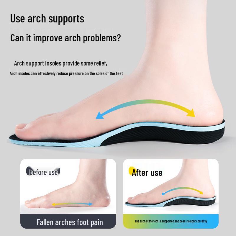 High Elastic Arch Support Insoles: Shock Absorption, Anti-Torsion, Height Boost, Breathable & Sweat Absorbent for Flat Feet