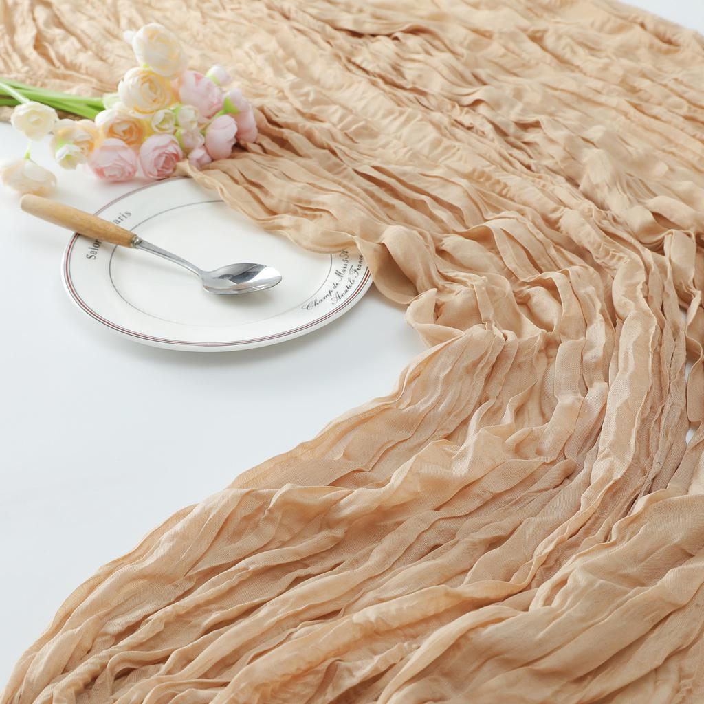 Wedding Pink Gauze Table Runner Semi-Sheer Vintage Cheesecloth Table Setting Dining Party Christmas Banquets Arches Cake Decor