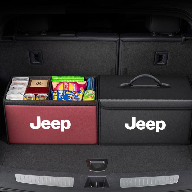 Car Trunk Leather Storage Box Auto Interior Organizer Accessories For Jeep Grand Cherokee Wrangler JK Gladiator Compass Renegade