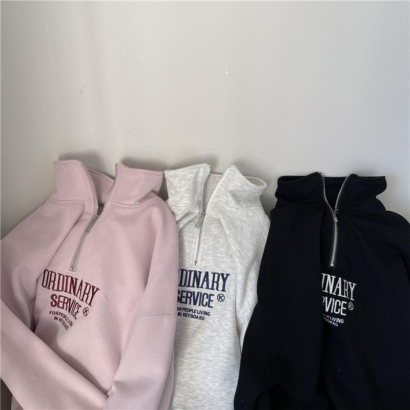 Women's Half Zip Hoodie Letter Print Loose Casual Long Sleeve Sweatshirt