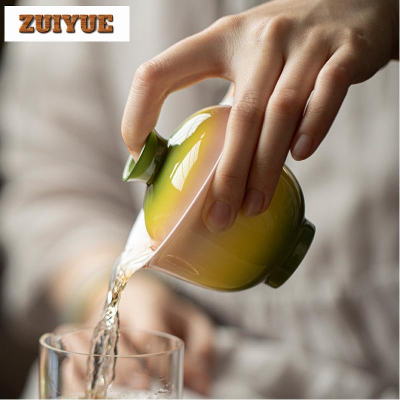 155ml Gradient Color Thin Tire Gaiwan Retro Tea Tureen Tea Bowl With Lid Kit Tea Making Cover Bowl Kung Fu Tea Set Decoration