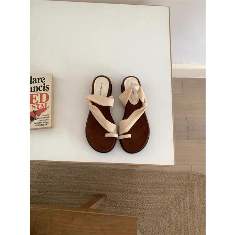 Wedge heel set toe slippers women's summer new retro versatile temperament with skirt platform two wear sandals