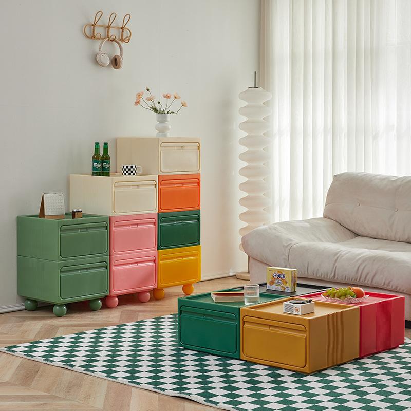 Nordische Kunststoff-Nachttische Schubladen Design Minimalistischer Nachttisch Schlafzimmer Mobiler Tisch Schlafzimmermöbel