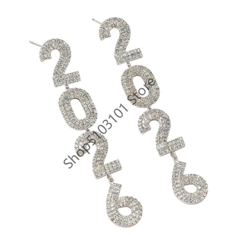 Minimalist New Year 2026 Earrings Hollow Out Metal Pendant Drop Earrings For Women Men New Year Jewelry Gifts