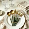 Luxury Green Gold Handle Stainless Steel Tableware Portugal Home Steak Knife, Fork, Spoon Hotel Western Cuisine Set