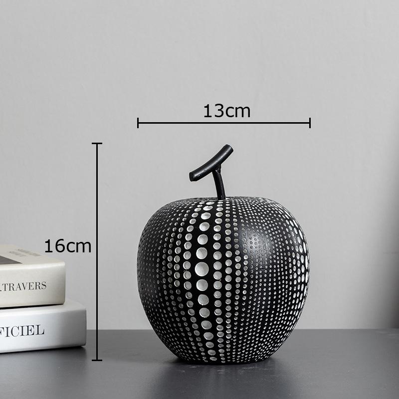

White Black Apple Pear Resin Sculpture Polka Dot Art Fruits Ornaments Abstract Artwork Modern Home Decoration Accessories