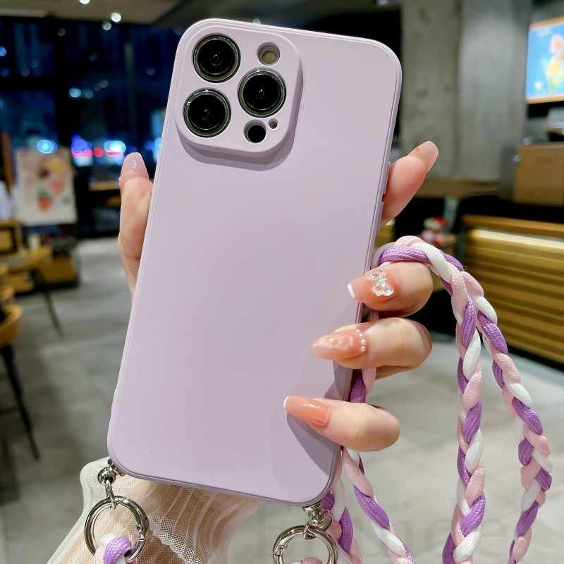 Crossbody Strap Case for OPPO Find X5 Lite X3 X6 Reno 11 8 7 6 5 Realme 12 Pro C53 C55 Necklace Soft Silicon Braid Lanyard Cover