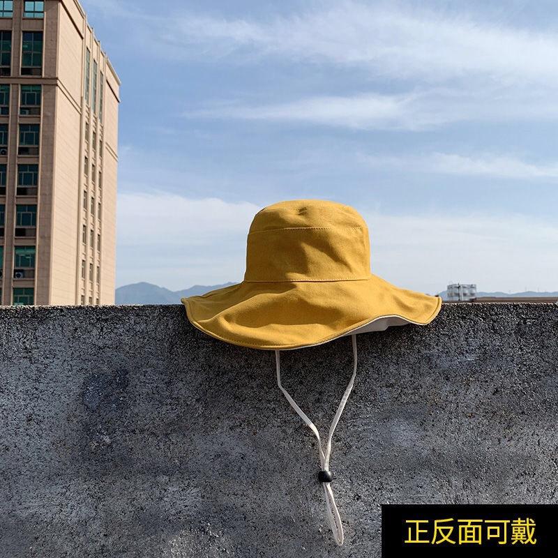New Summer Double-sided Color Matching Big Eaves Bucket Hat Sunshade Foldable Face Small Hat Big S