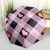 1pc Heart Checkered Pattern Automatic Folding Umbrella - Portable Collapsible Design, 8-Rib Iron Frame, Durable Fabric yy251125076