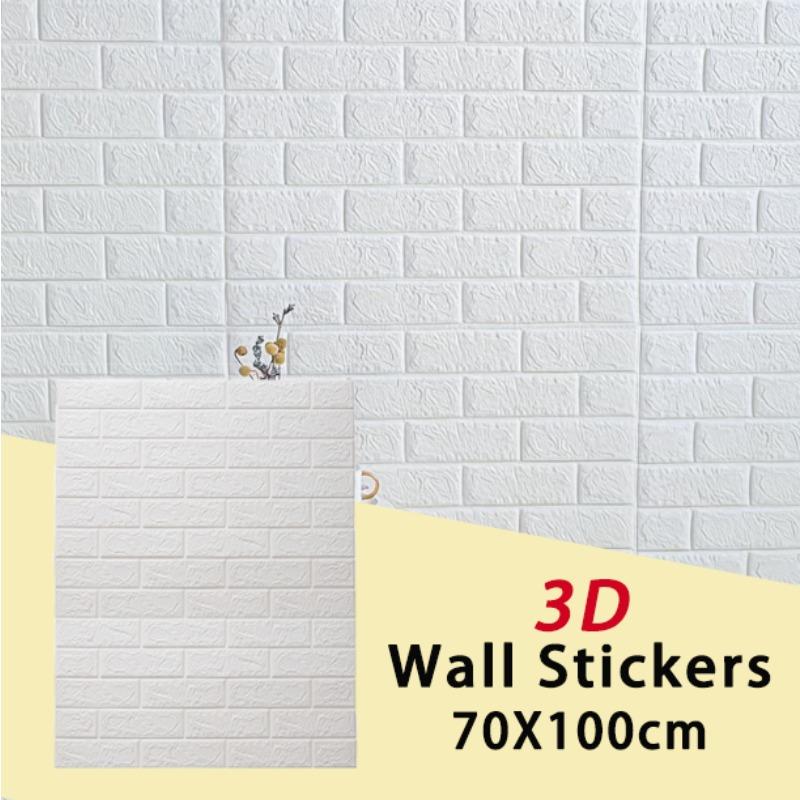 Brick pattern 70X100cm waterproof self-adhesive 3D wallpaper solid color living room wall sticker