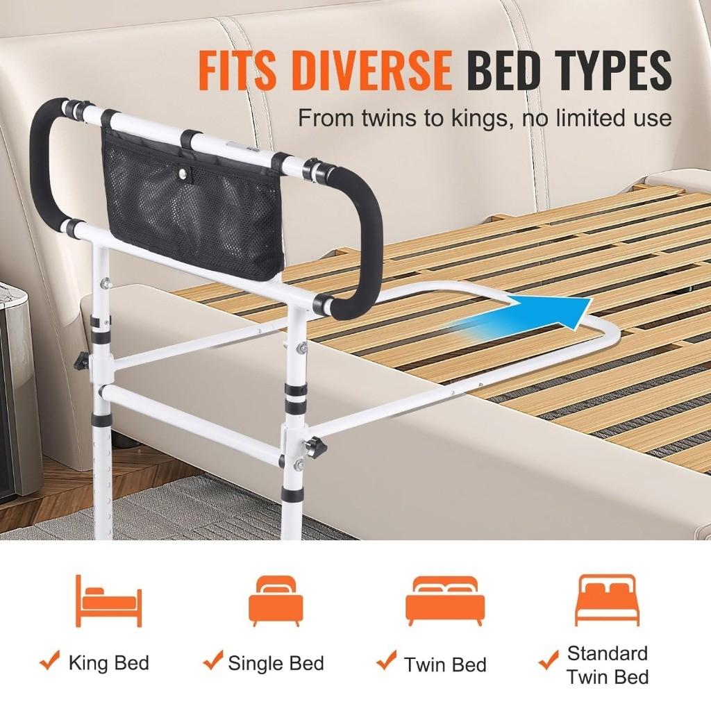Elderly Adults Dual Side Handles Bed Assist Rails Adjustable Height Handrails High Bed Frames Foldable Bed Assist Bar