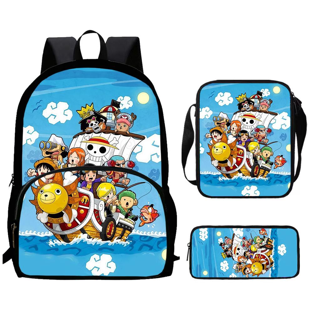One Piece 3 In 1 Lightweight Adjustable Front Pocket School Backpack Set With Crossbody Bag Pencil Case For Boys Girls Ages 6-10