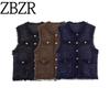 Za Autumn and Winter New Women's Clothing Zr European and American Style Export Fashion Round Neck Frayed Edge Pocket Knitted Vest Cardigan