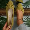 Spring and Summer Knitted Bow Flat Bottom Shallow Mouth Breathable Single Shoes Fashion Casual Pointed Large Size Lazy Women's Shoes