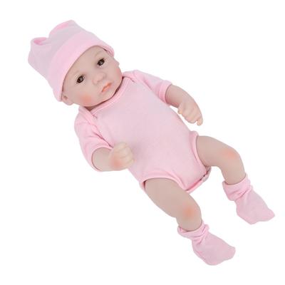 Silicone Body Simulation Baby Doll Lifelike Baby Doll Toy Children Girls Gift 10 InchPink Open Eyes
