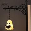 Versatile Hanging Decor Ghost Reading Bookshelf Light, Cute Lamp, Retro Cozy Nook Light Bookends for Halloween Library Study Shape Night