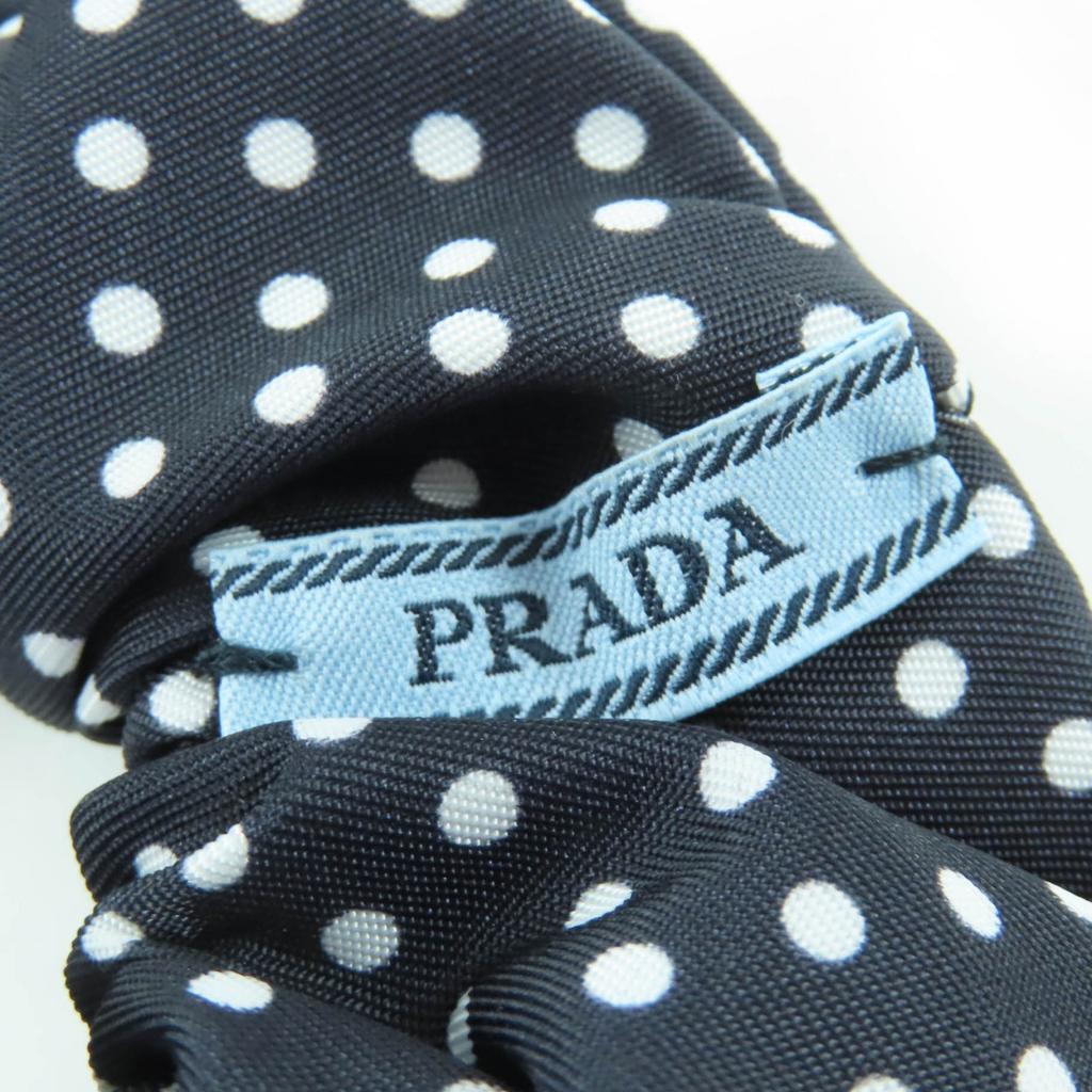 Pristine PRADA hair accessory Triangle logo Tessuto dot pattern scrunchie 1IF015 Used