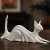 Minimalist Gothic Workstation Decor 3D Printed Cat Ghost Desk Buddy, Cute Halloween Kitty Figurine for Matte White Table Centerpiece Office
