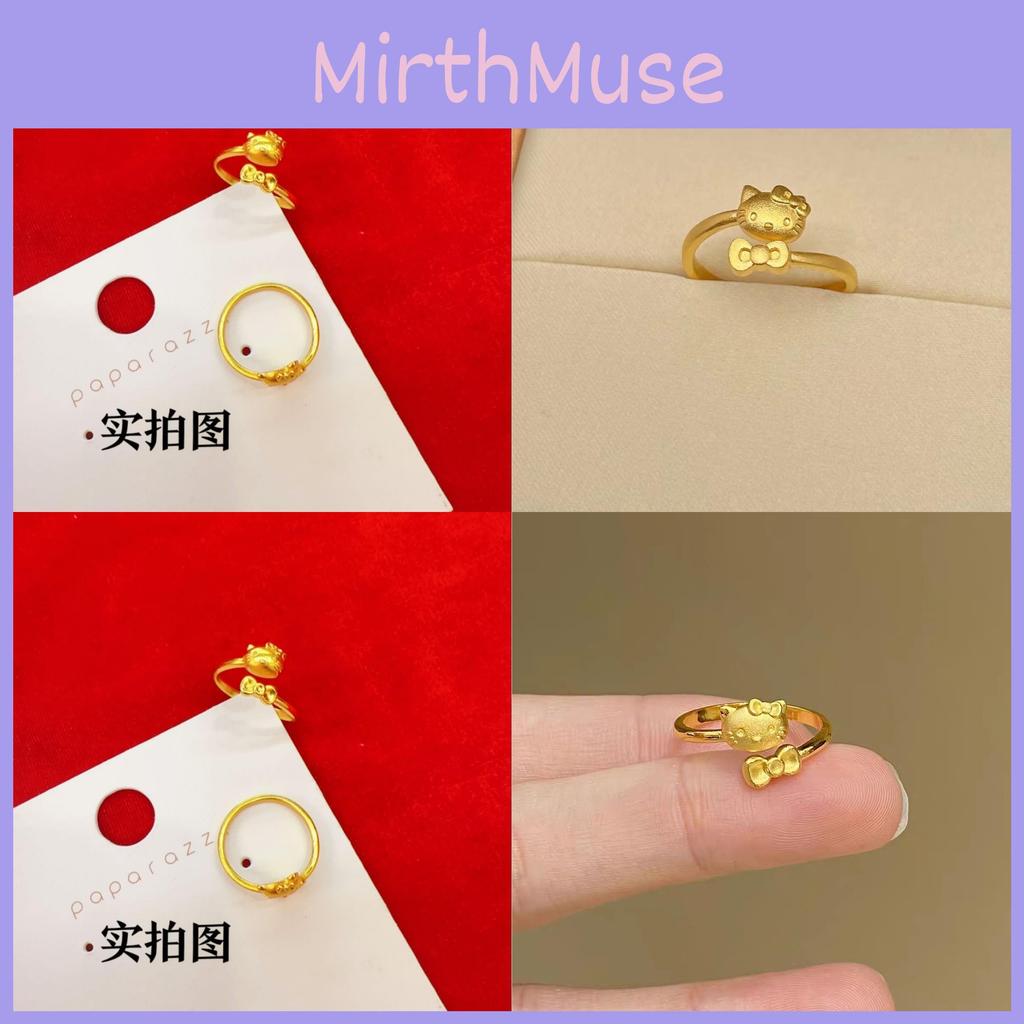 Trendy Gold Kitty Character Ring Adjustable Size Cute Hand Accessory Perfect For Couples