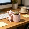 Mini Animal Flower Pot 3D Printed Cat Planter Cute Kitty Pot Decorative Creative Pen Holder for Desk Plant Succulents Cacti Home Office Decor