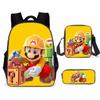 Set Zaino Cartone Animato Mario 3-in-1 Zaino per Studente per Laptop Borsa a Spalla Astuccio Zaino Scolastico per Bambini