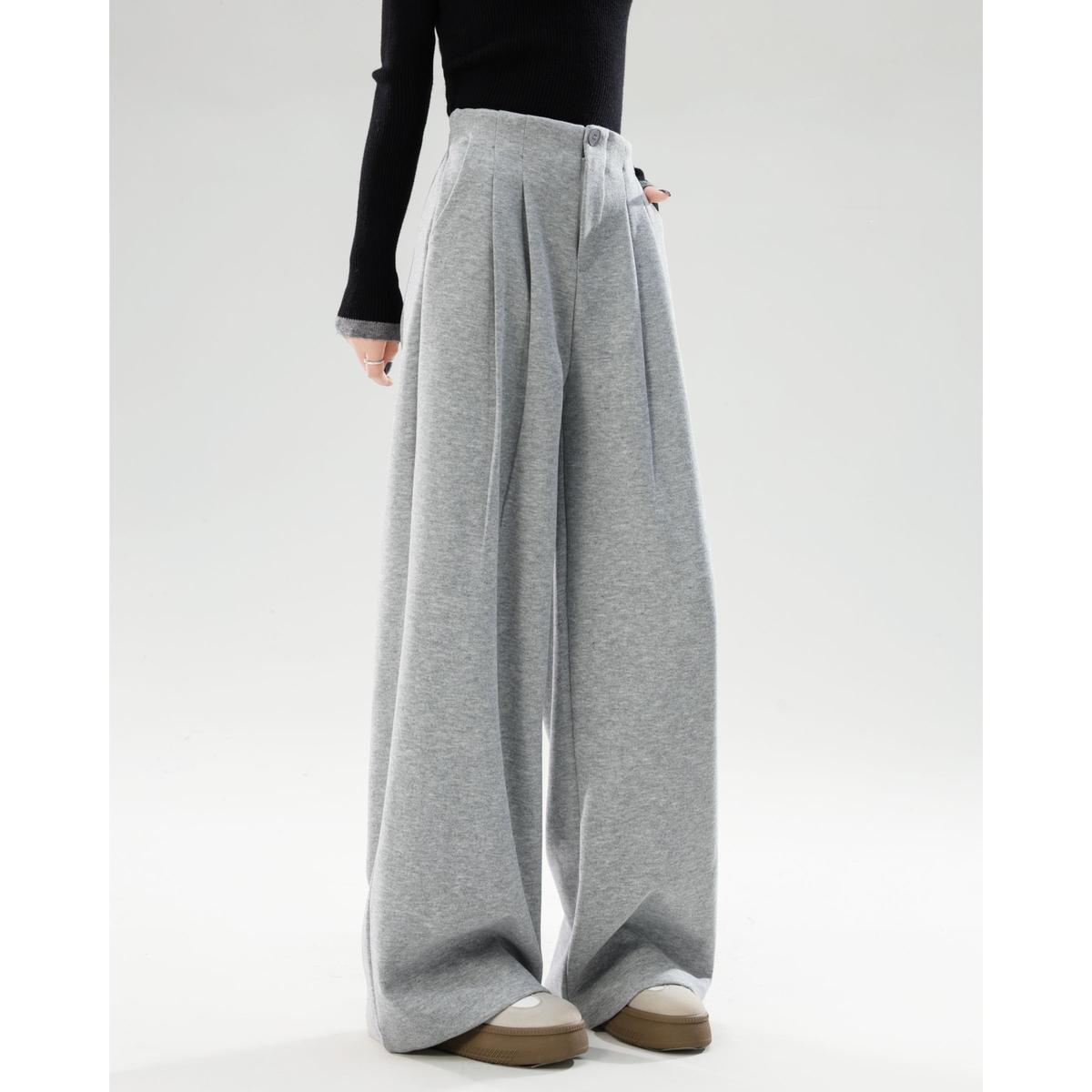 2025 Wide-Leg Spandex Drape Pants - Autumn/Winter Casual & Versatile M (50-60kg)