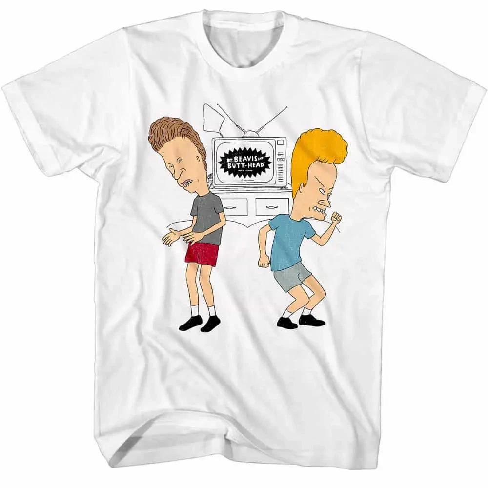 Beavis and Butthead Dancing to Old TV Men s T Shirt 2XL