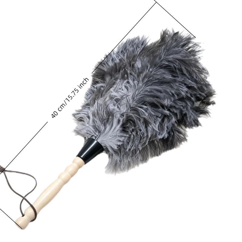 Feather Duster Wooden Handle Duster Anti-Static Dust Removal Dusters Ostrich Duster Feather Fur Brush For Home Cleaning Tools