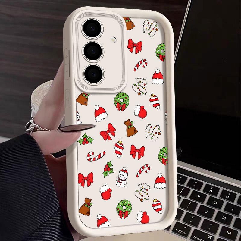 Christmas Theme Cane Picture S25FE Phone Case For Samsung Galaxy S25 S24 S23 S22 S21 S20 FE Ultra Plus Note 20 Shockproof Cover