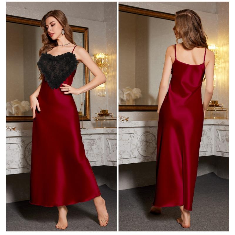 Γυναικεία νέα Luxury Midnight Collection Lace Love Heart Halter Μακρύ νυχτικό Sexy Wind Sleepwear