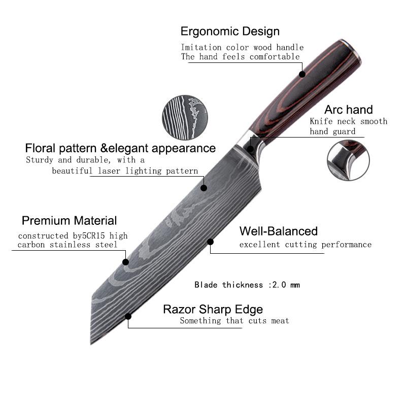 Nóż Szefa Kuchni Stal Nierdzewna Kuchenne Noże do Kości Krojenie Uniwersalny Santoku Tasak do Mięsa