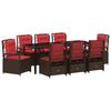 Garden Dining Set 9 Pcs Brown Poly Rattan